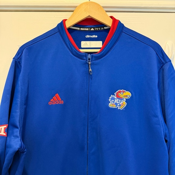 Kansas Jayhawks Adidas Jacket Basketball XII Warm Up Climalite Blue Men’s Large - Picture 3 of 8